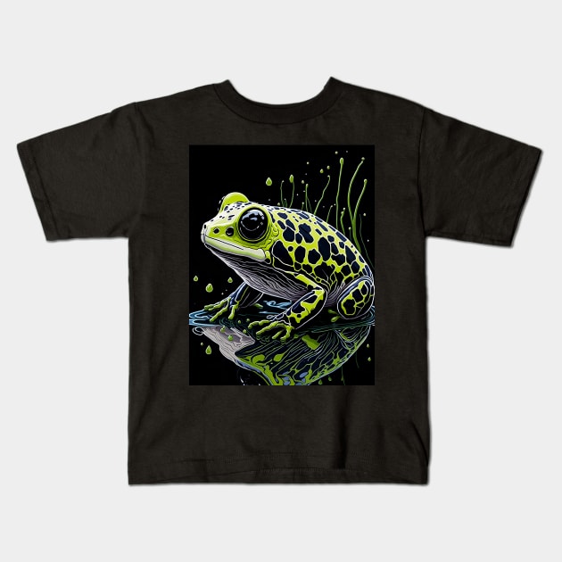 Splash Art of a Cute Colorful Frog Kids T-Shirt by allovervintage